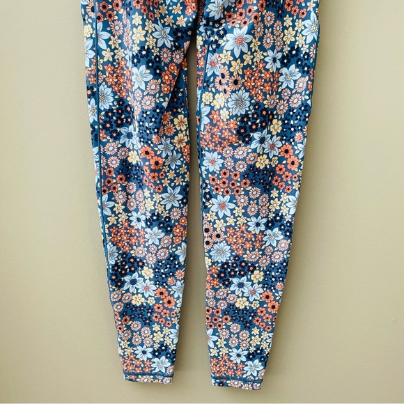 aerie Floral Print High Rise Leggings Blue/Pink Sz Small - Picture 7 of 11